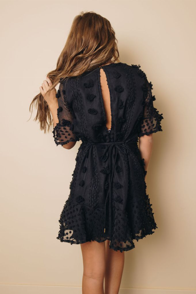 Meredith Swiss Dot Mini Dress Stay Warm in Style