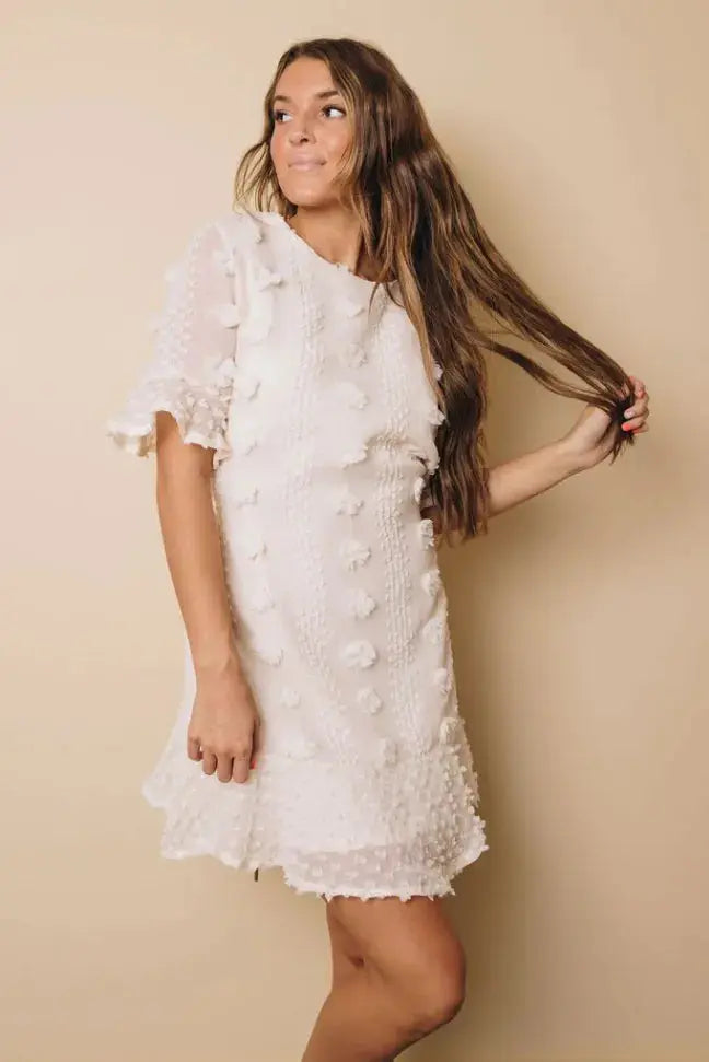Meredith Swiss Dot Mini Dress Stay Warm in Style