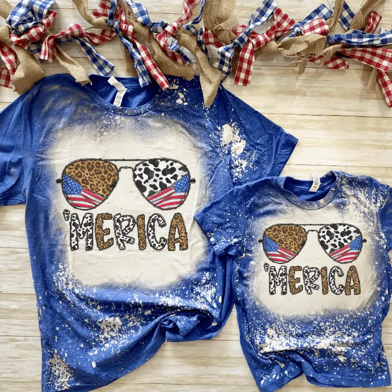 Merica Glasses Bleached Shirt - 4th of July Shirt CK's Boutique