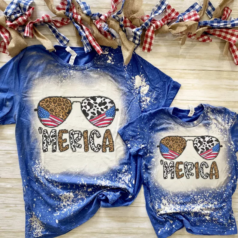 Merica Glasses Bleached Shirt - 4th of July Shirt CK's Boutique