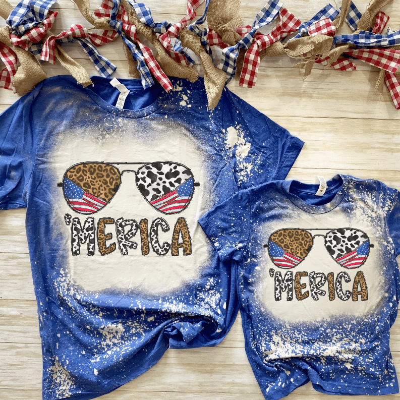 Merica Glasses Bleached Shirt - 4th of July Shirt CK's Boutique