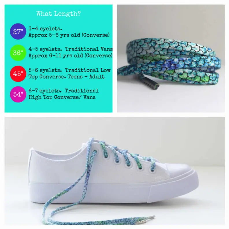Mermaid Shoelaces with Metal Tips Cutelaces