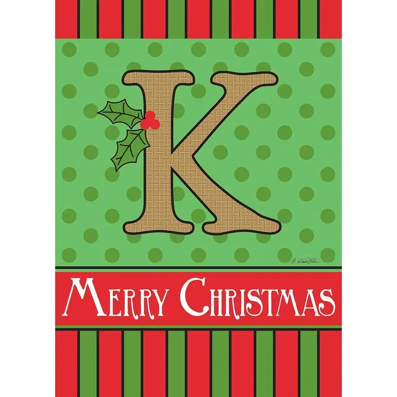 Merry Christmas Monogram Burlap Garden Flag Dicksons Inc