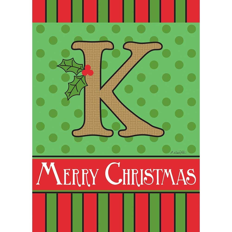 Merry Christmas Monogram Burlap Garden Flag Dicksons Inc