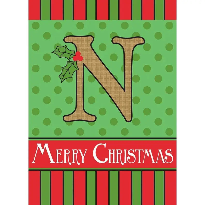 Merry Christmas Monogram Burlap Garden Flag Dicksons Inc