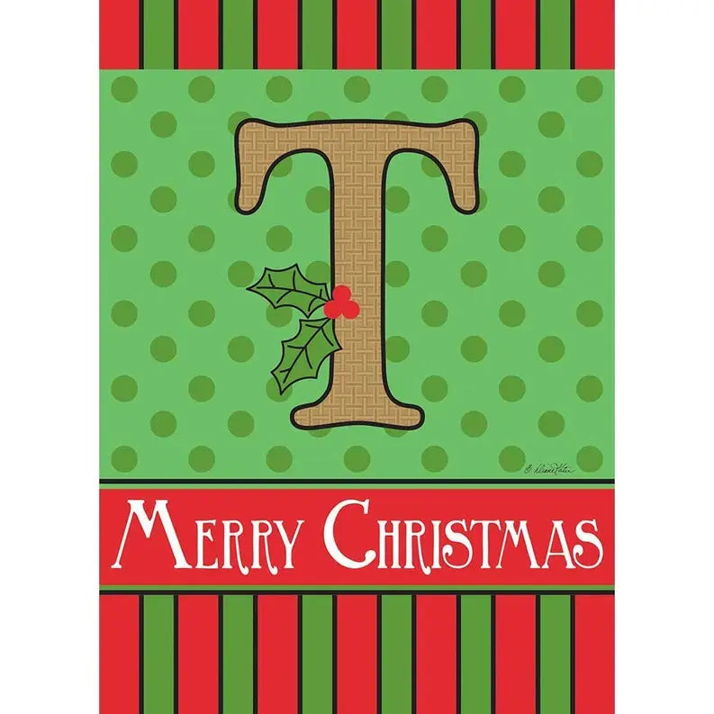 Merry Christmas Monogram Burlap Garden Flag Dicksons Inc
