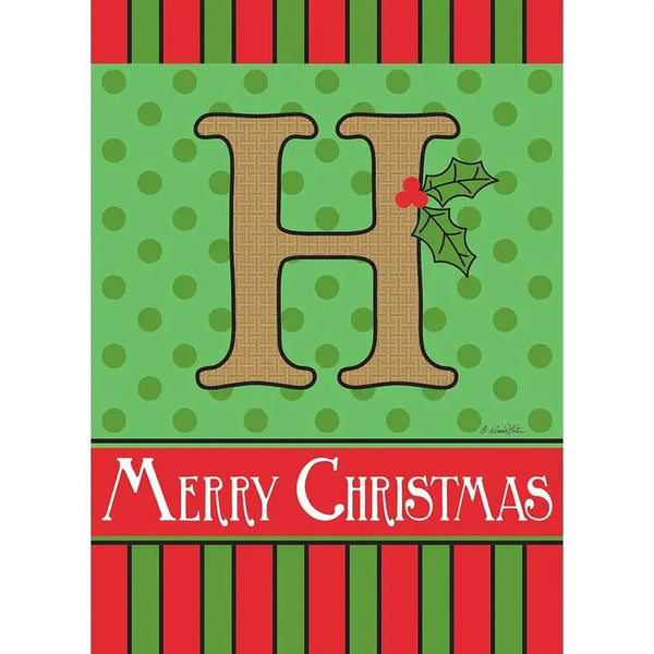 Merry Christmas Monogram Burlap Garden Flag Dicksons Inc