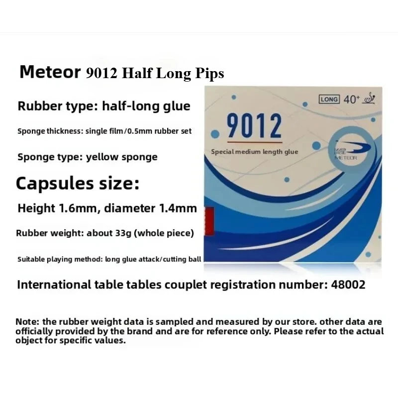 Meteor 9012/8512 Long Pips Table Tennis Rubber OX ITTF Approved Ping Pong Rubber 0.5mm Sponge for Table Tennis Racket Attack GreatEagleInc