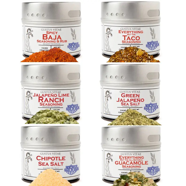 Mexican Seasoning Gift Set - Tastes of Mexico - Artisanal Spice Blends Six Pack Gustus Vitae