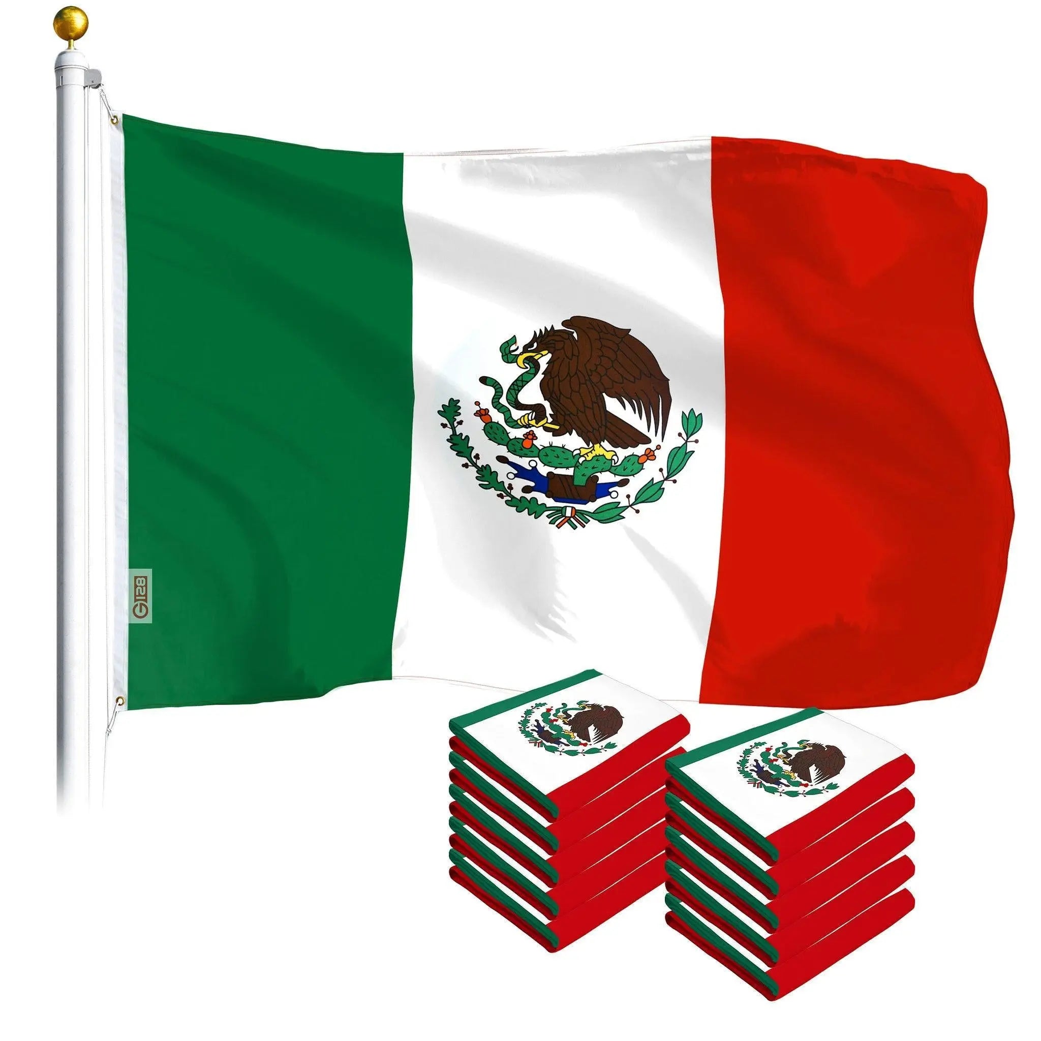 Mexico Mexican Flag 3x5 Ft 10-Pack Printed Polyester By G128 G128