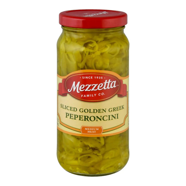 Mezzetta Deli Sliced Golden Greek Pepperoncini - Case Of 6 - 16 Fl Oz. Mezzetta
