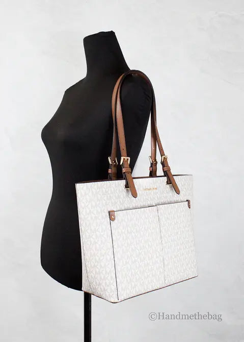 Michael Kors Jet Set Vanilla PVC Double Pocket Tote JV Deals