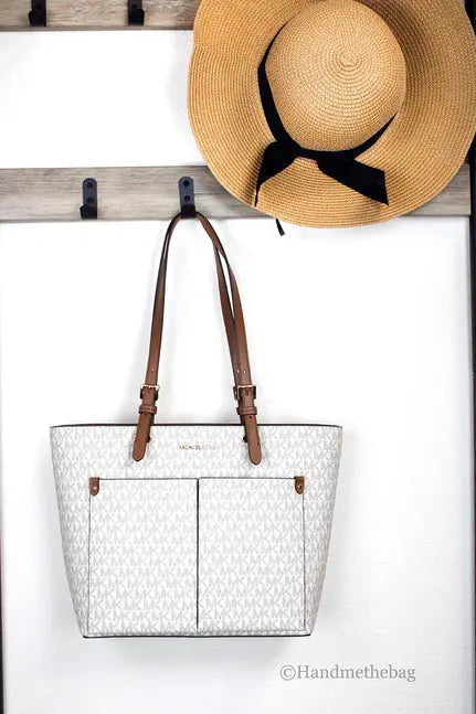 Michael Kors Jet Set Vanilla PVC Double Pocket Tote JV Deals