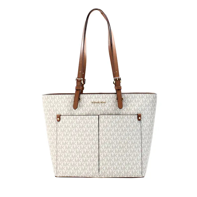 Michael Kors Jet Set Vanilla PVC Double Pocket Tote JV Deals