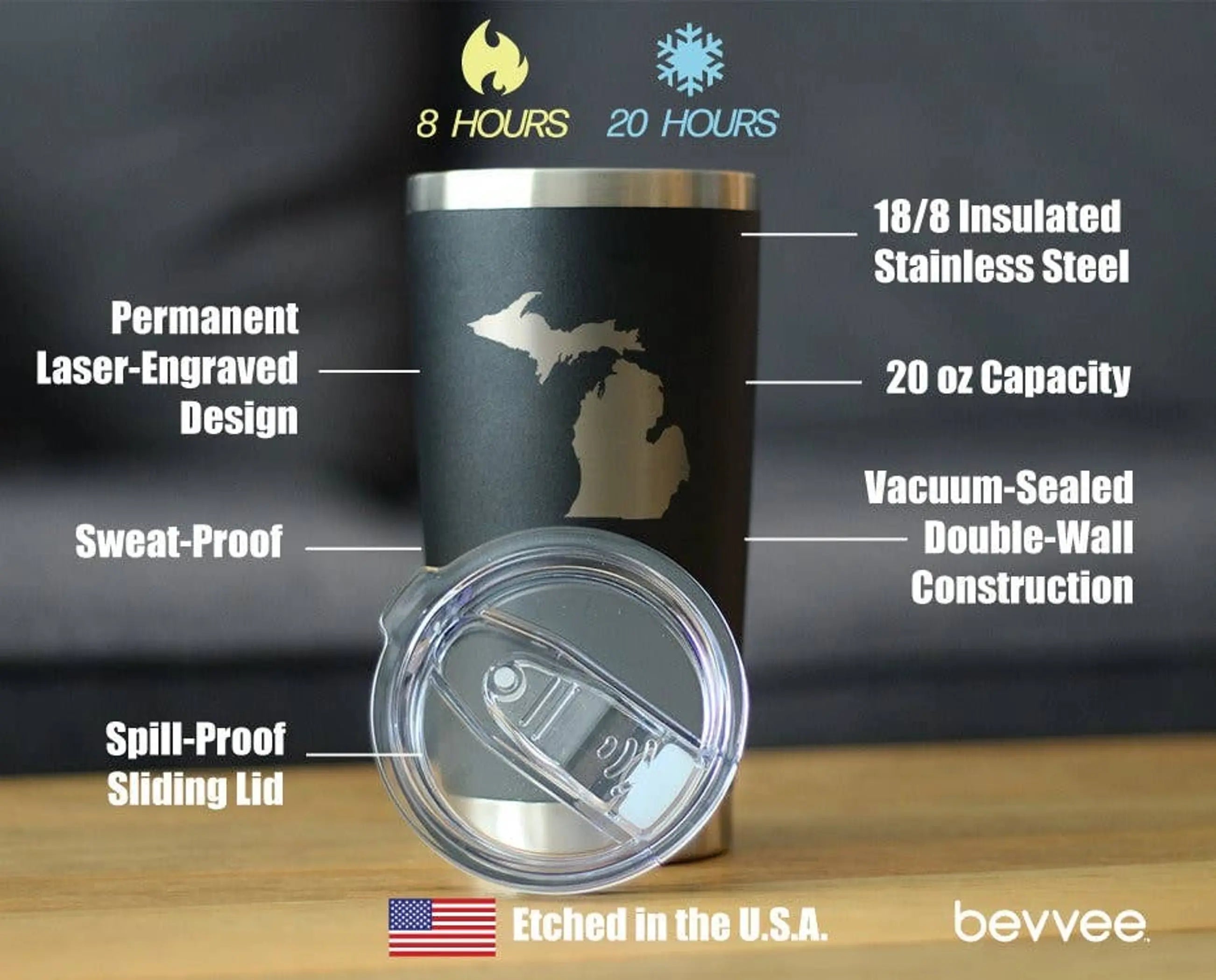 Michigan Insulated Travel Tumbler - Michiganders Gifts Bevvee