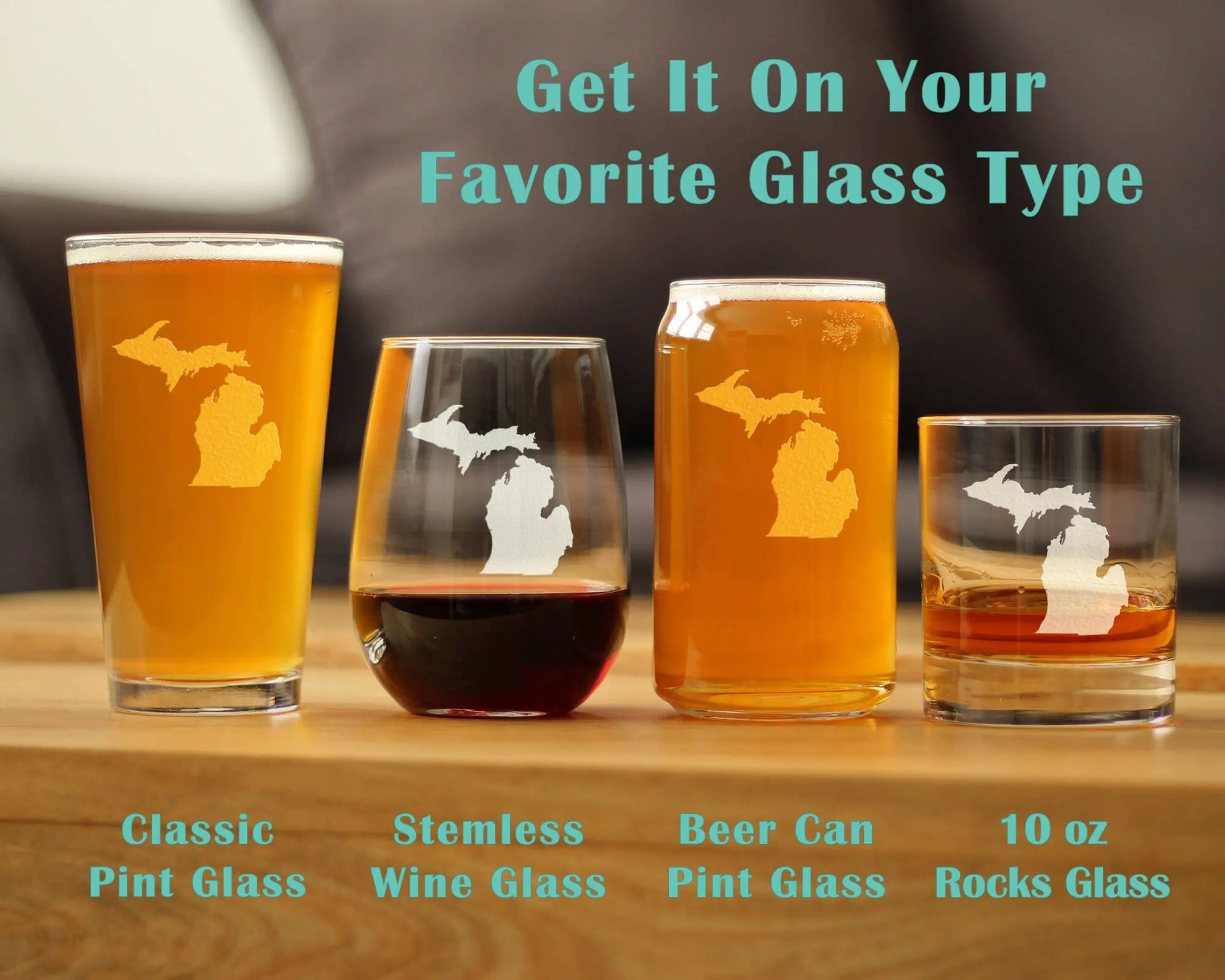 Michigan Outline Beer Can Pint Glass - Michiganders Gifts Bevvee
