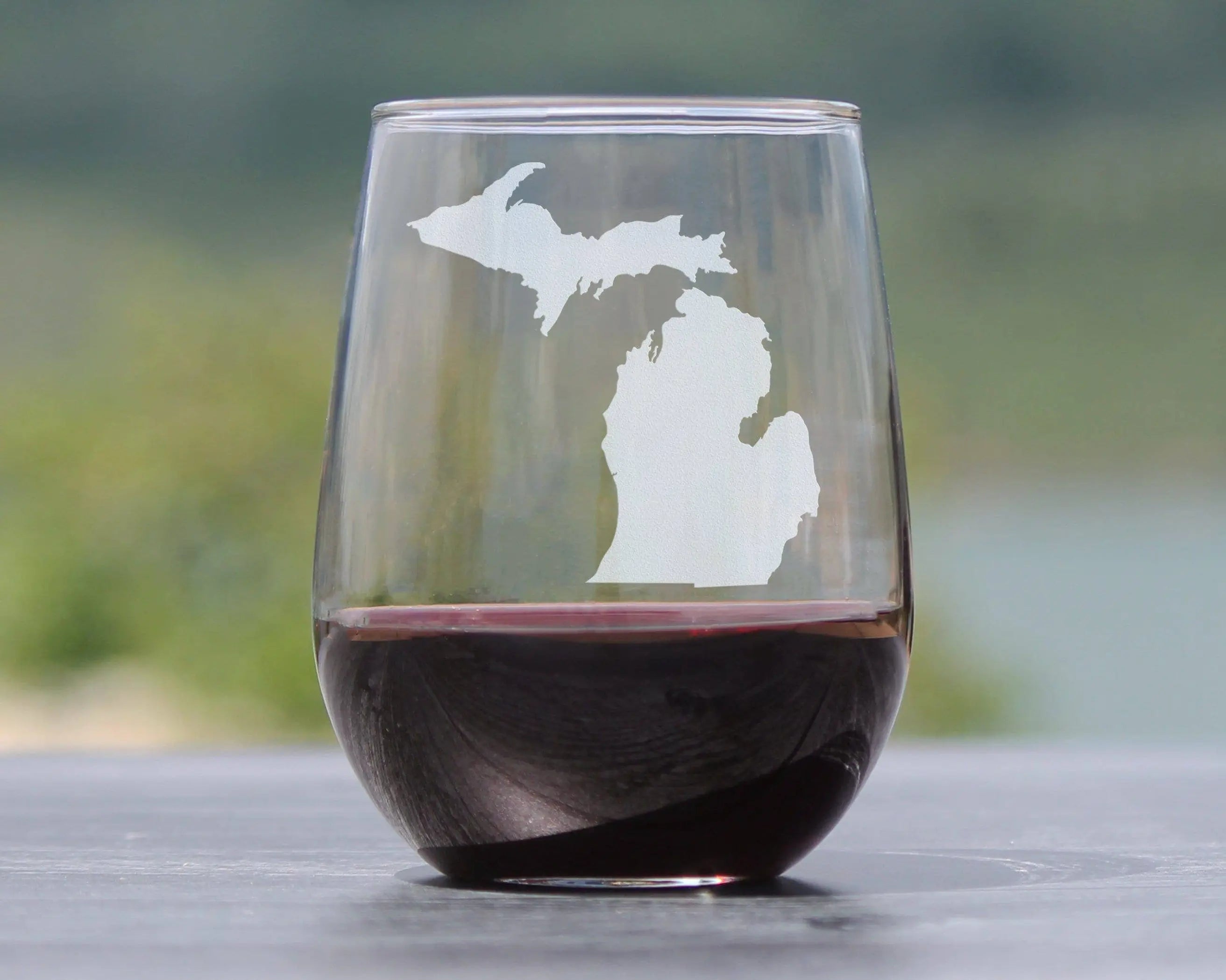 Michigan Outline Stemless Wine Glass - Michiganders Gifts Bevvee