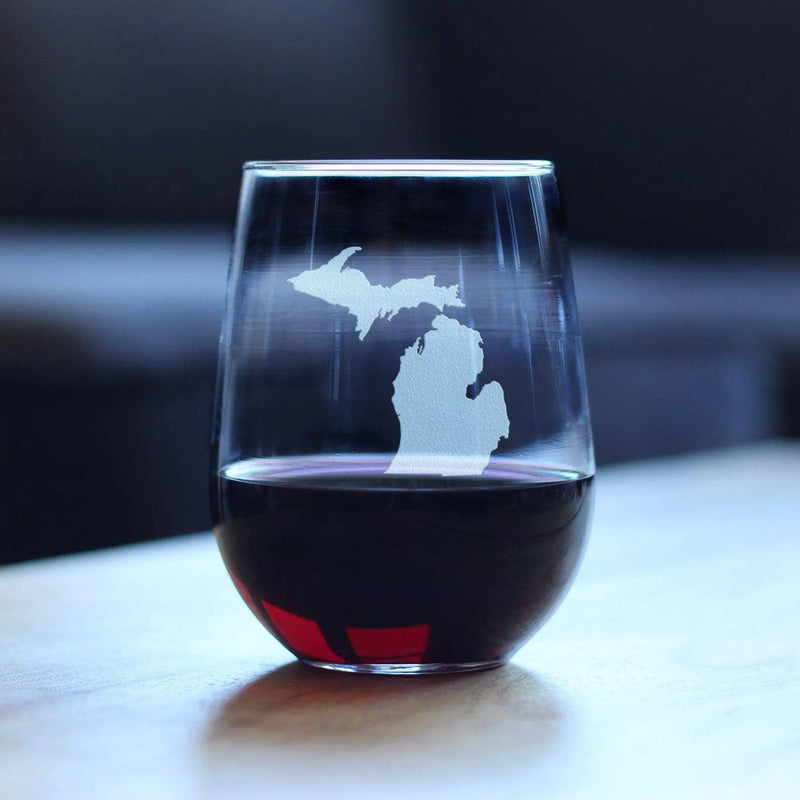 Michigan Outline Stemless Wine Glass - Michiganders Gifts Bevvee