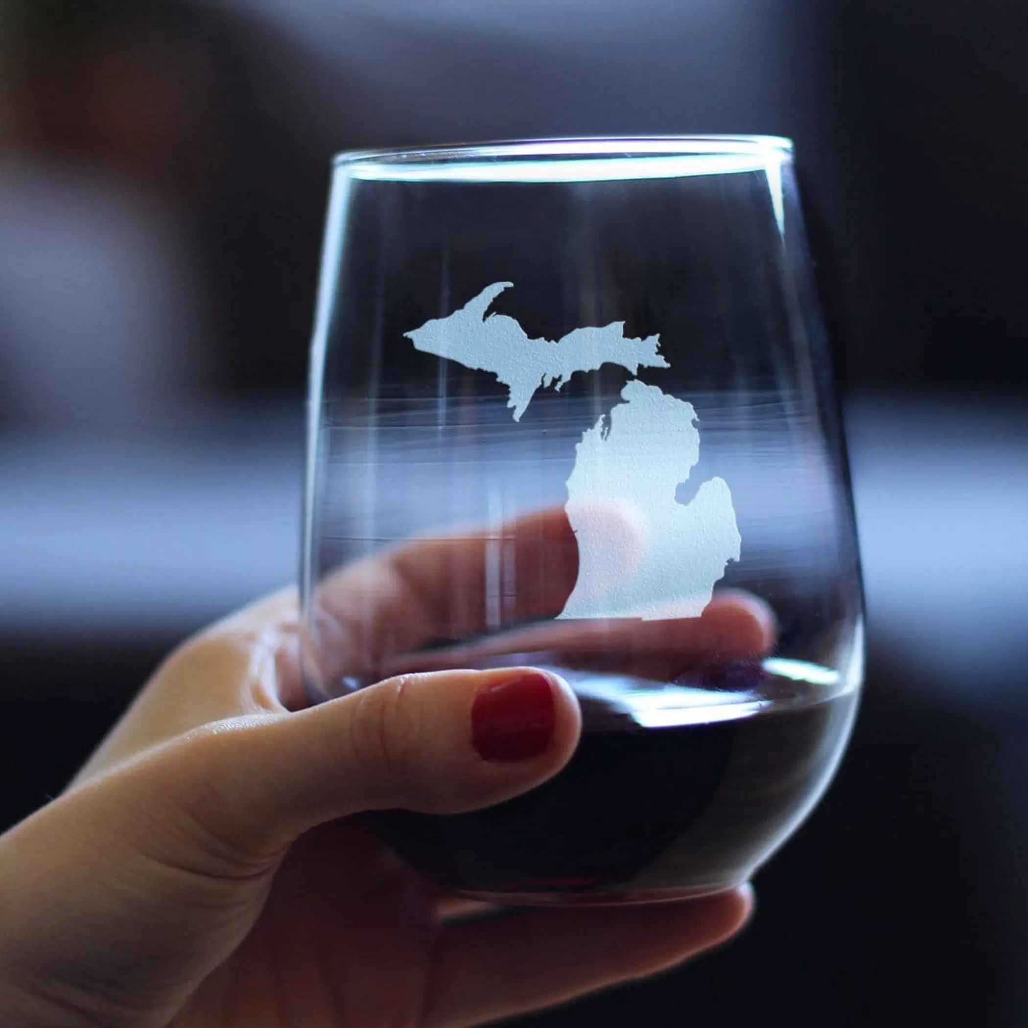 Michigan Outline Stemless Wine Glass - Michiganders Gifts Bevvee