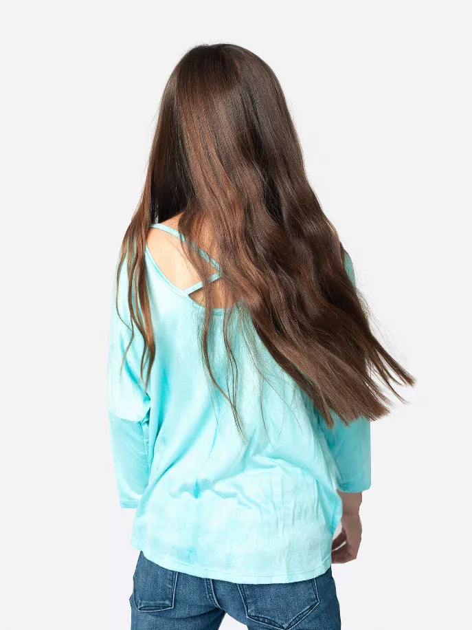 Mineral Wash Tie Front Top With Criss Cross Back Little Mass