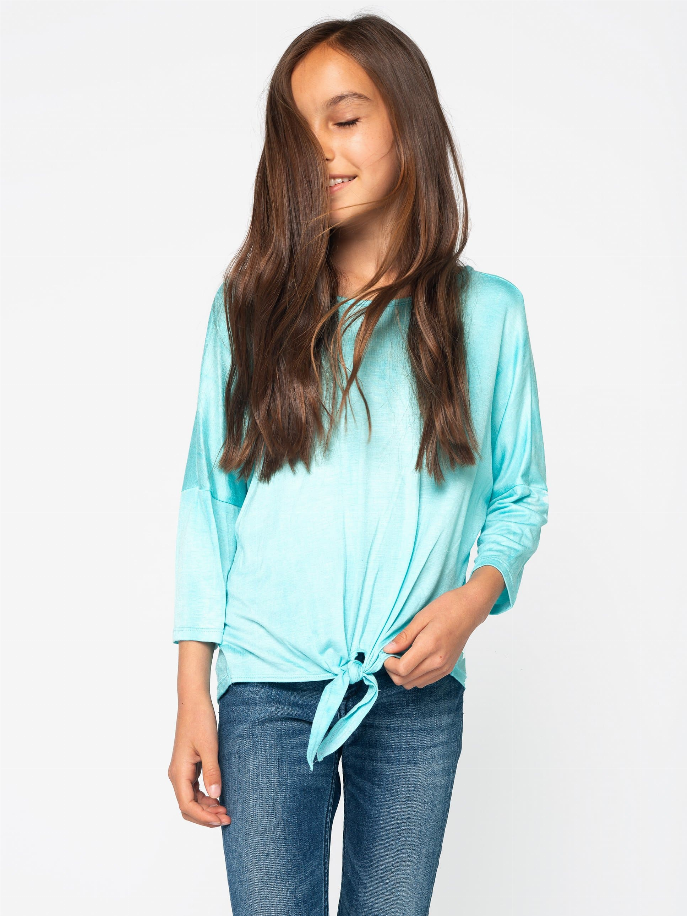 Mineral Wash Tie Front Top With Criss Cross Back Little Mass