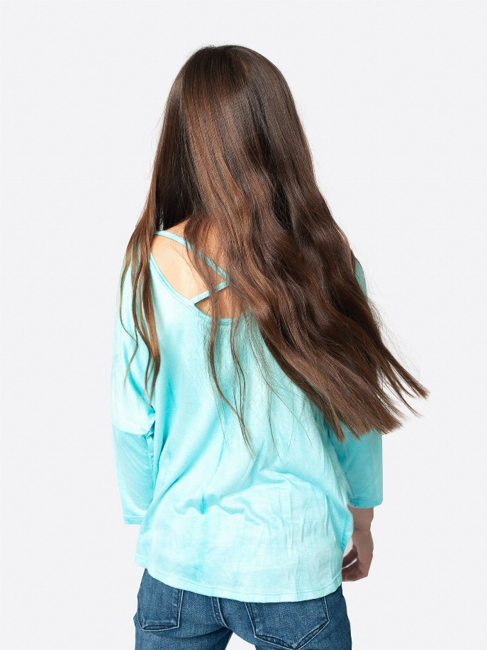 Mineral Wash Tie Front Top With Criss Cross Back Little Mass