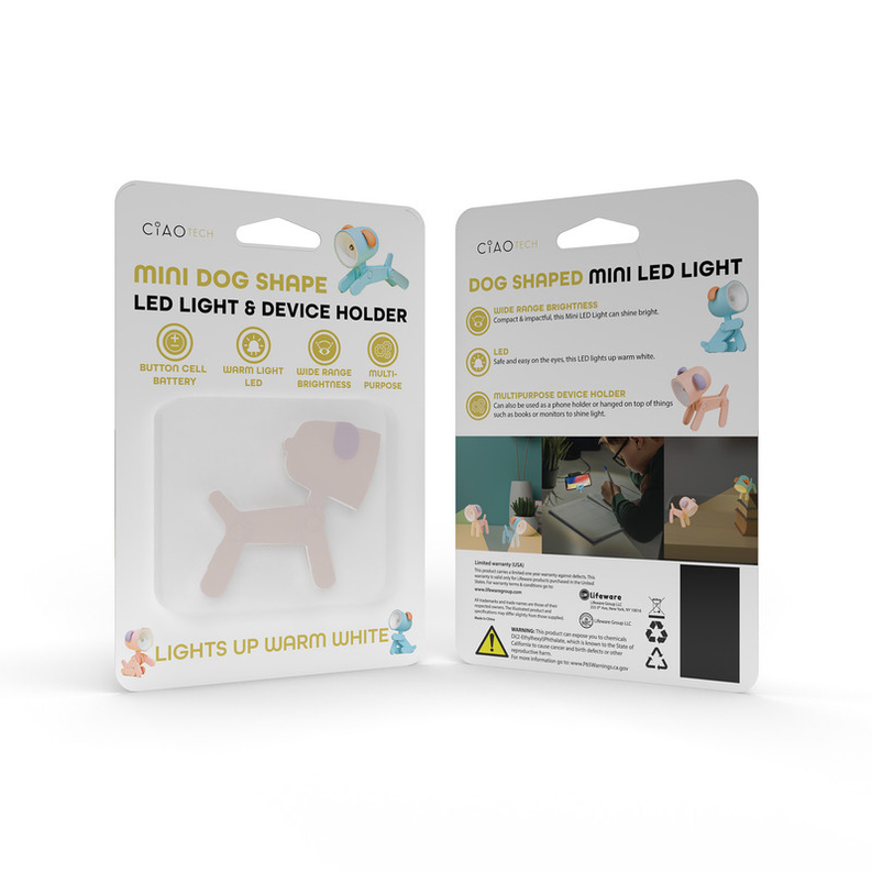 Mini Dog Shape LED Desk Lamp & Device Holder - Pink CIAO Tech