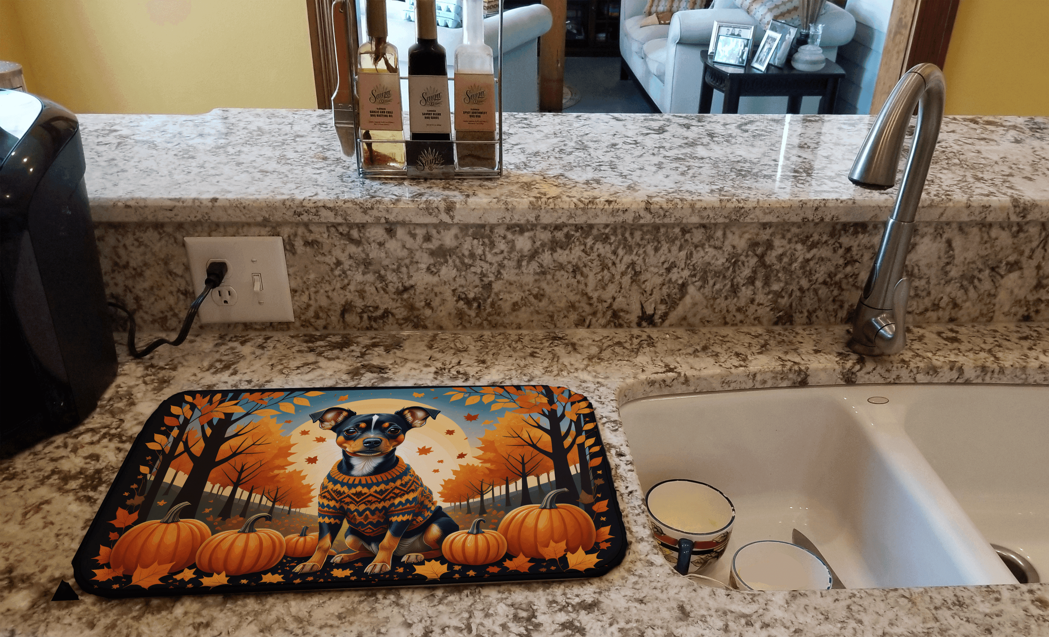 Miniature Pinscher Fall Dish Drying Mat Caroline's Treasures
