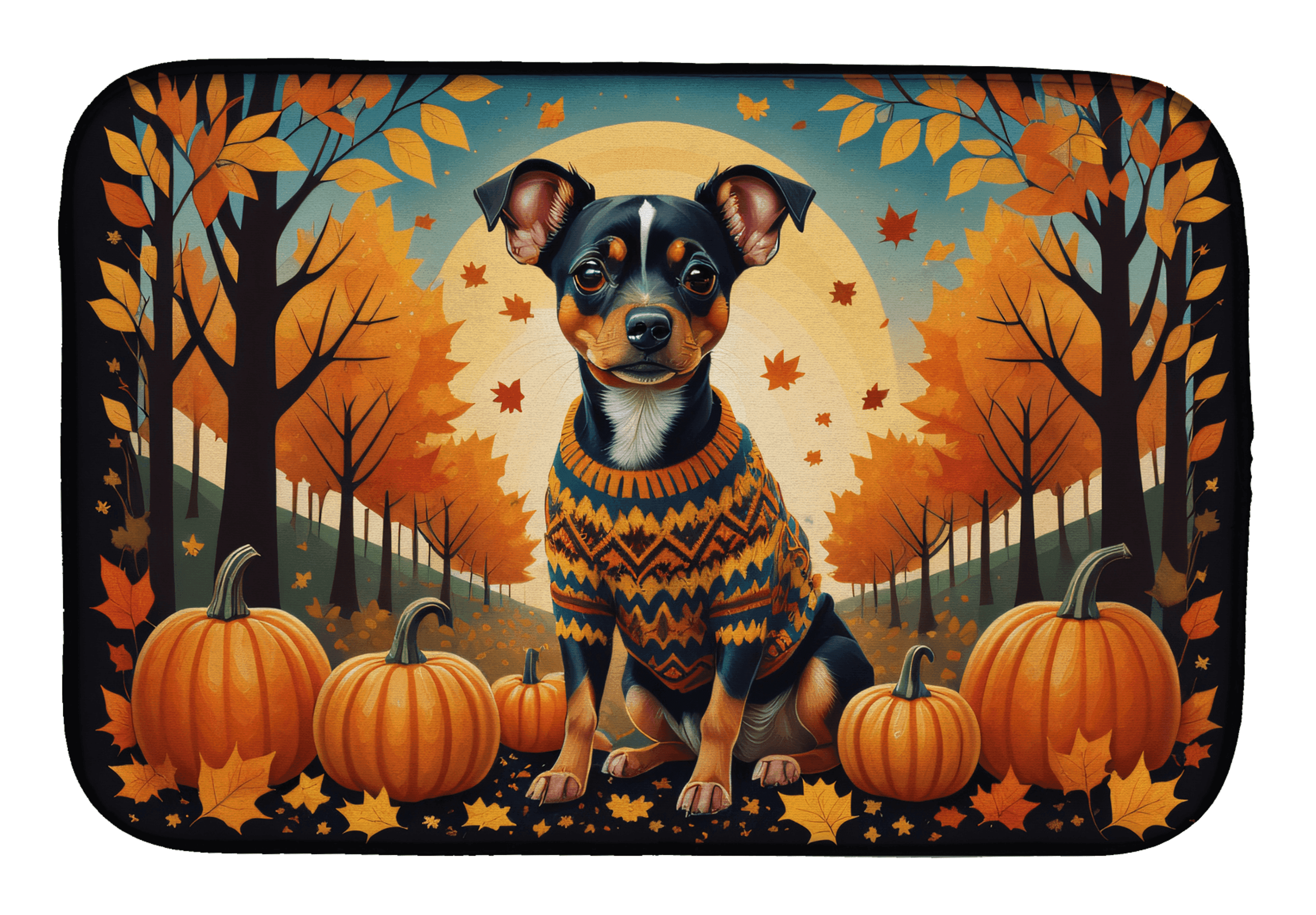 Miniature Pinscher Fall Dish Drying Mat Caroline's Treasures
