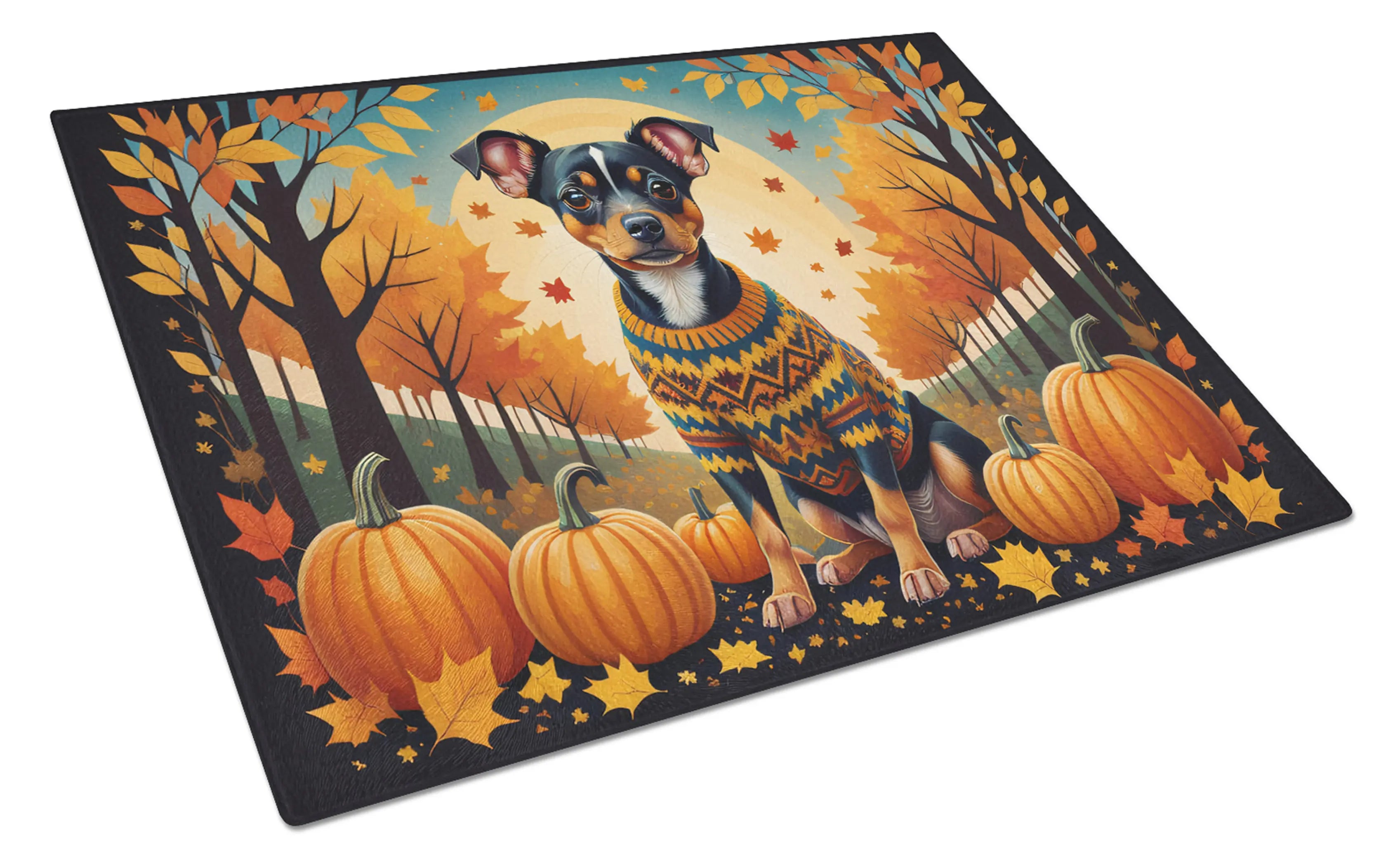 Miniature Pinscher Fall Glass Cutting Board Caroline's Treasures