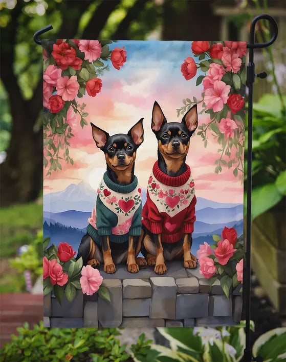 Miniature Pinscher Two Hearts Garden Flag Caroline's Treasures