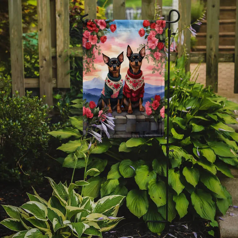 Miniature Pinscher Two Hearts Garden Flag Caroline's Treasures