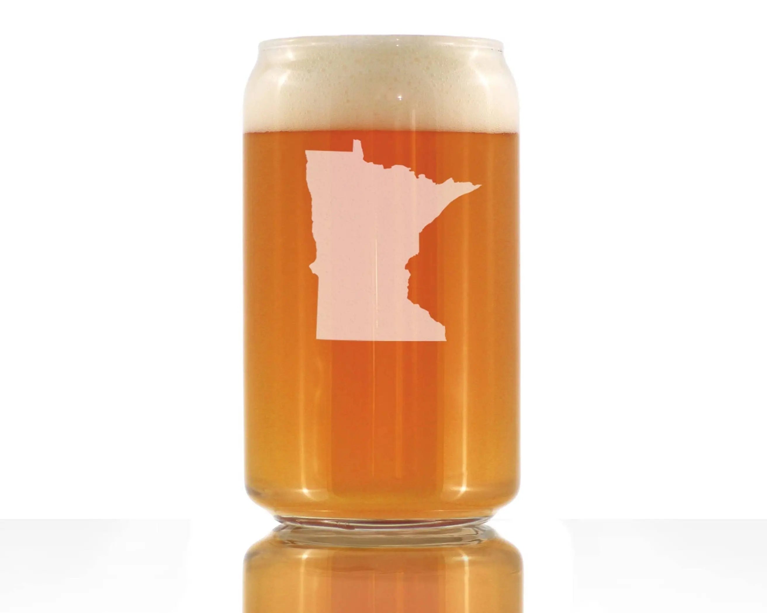 Minnesota Outline Beer Can Pint Glass - Minnesotans Gifts Bevvee