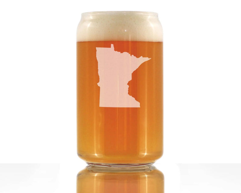 Minnesota Outline Beer Can Pint Glass - Minnesotans Gifts Bevvee