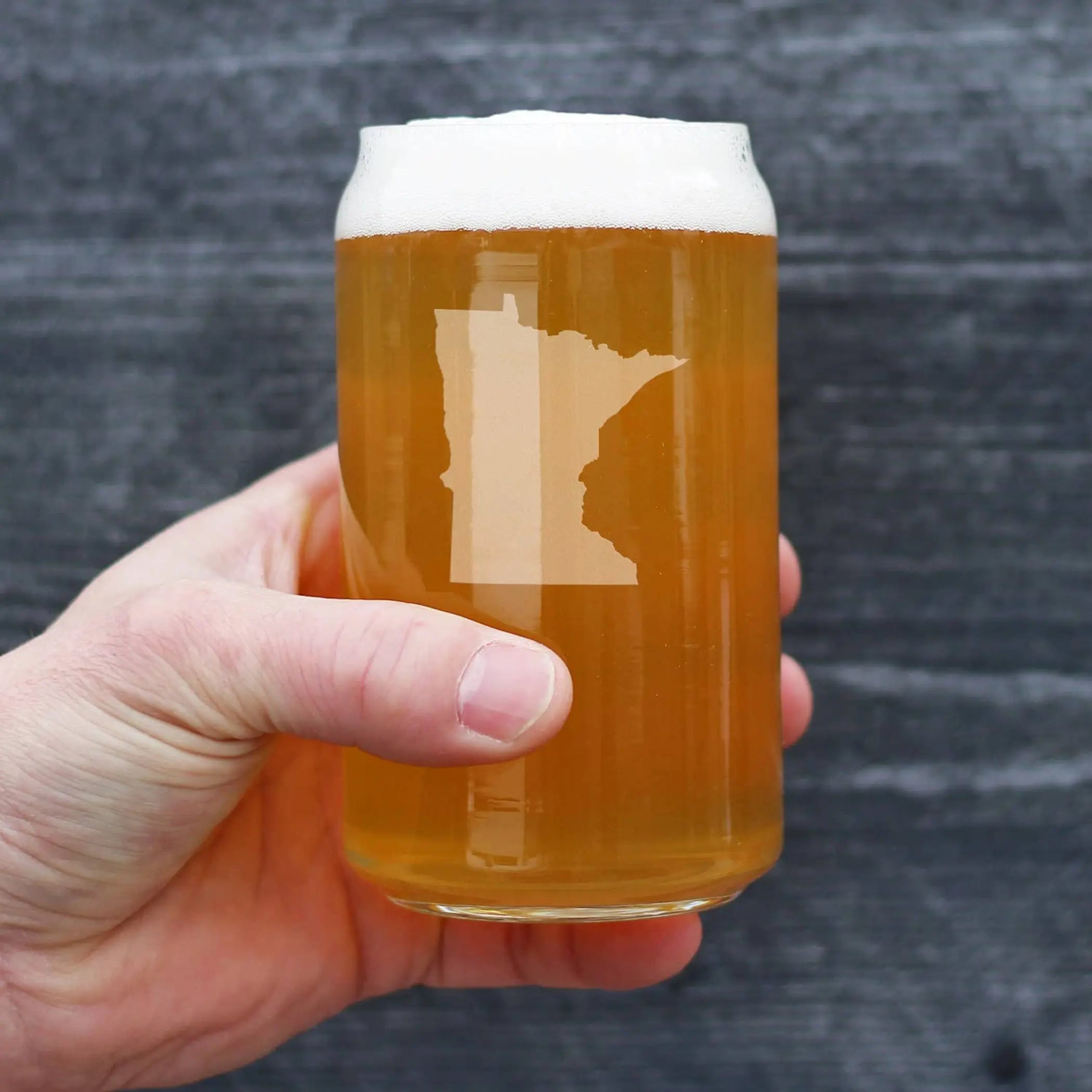 Minnesota Outline Beer Can Pint Glass - Minnesotans Gifts Bevvee