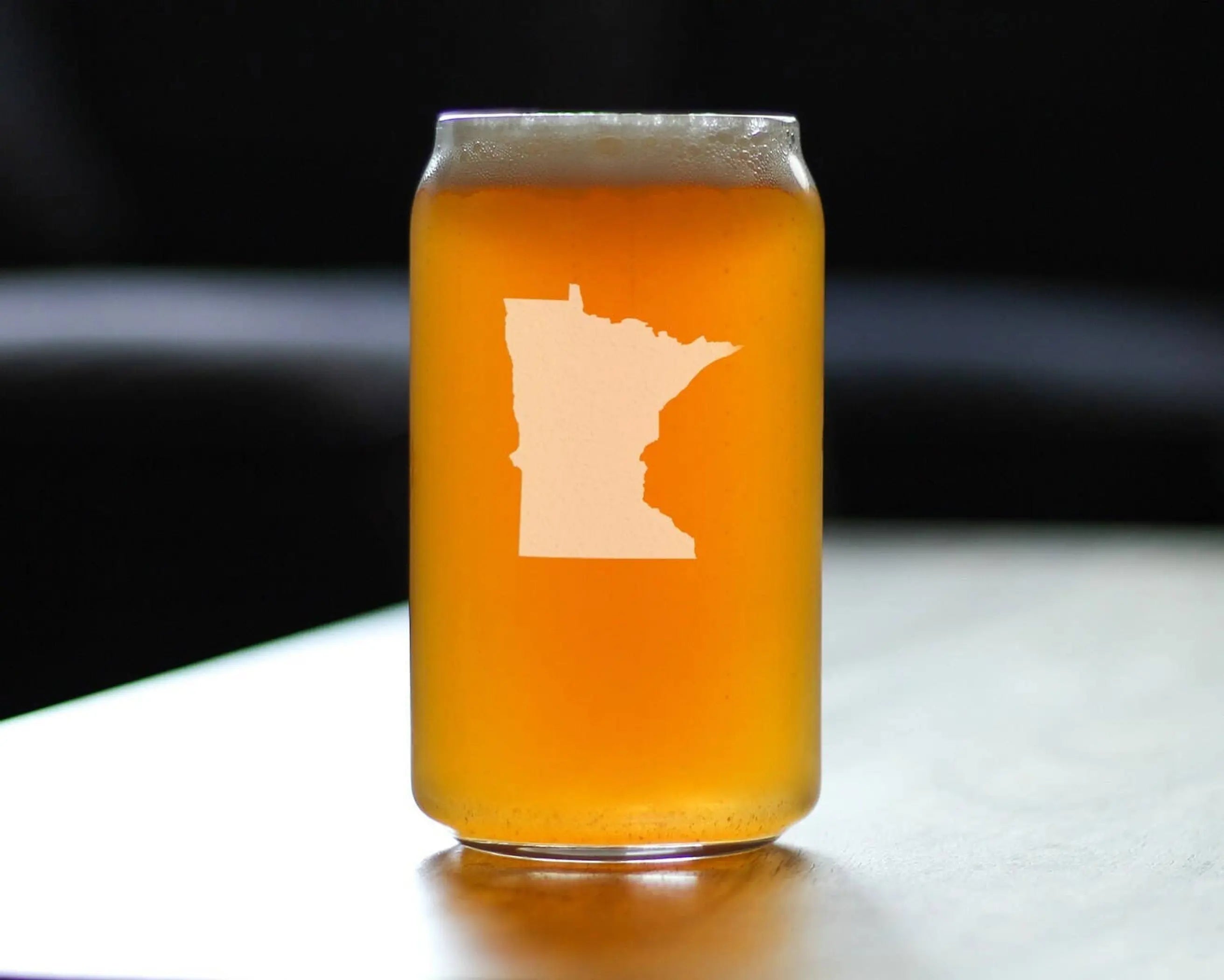 Minnesota Outline Beer Can Pint Glass - Minnesotans Gifts Bevvee
