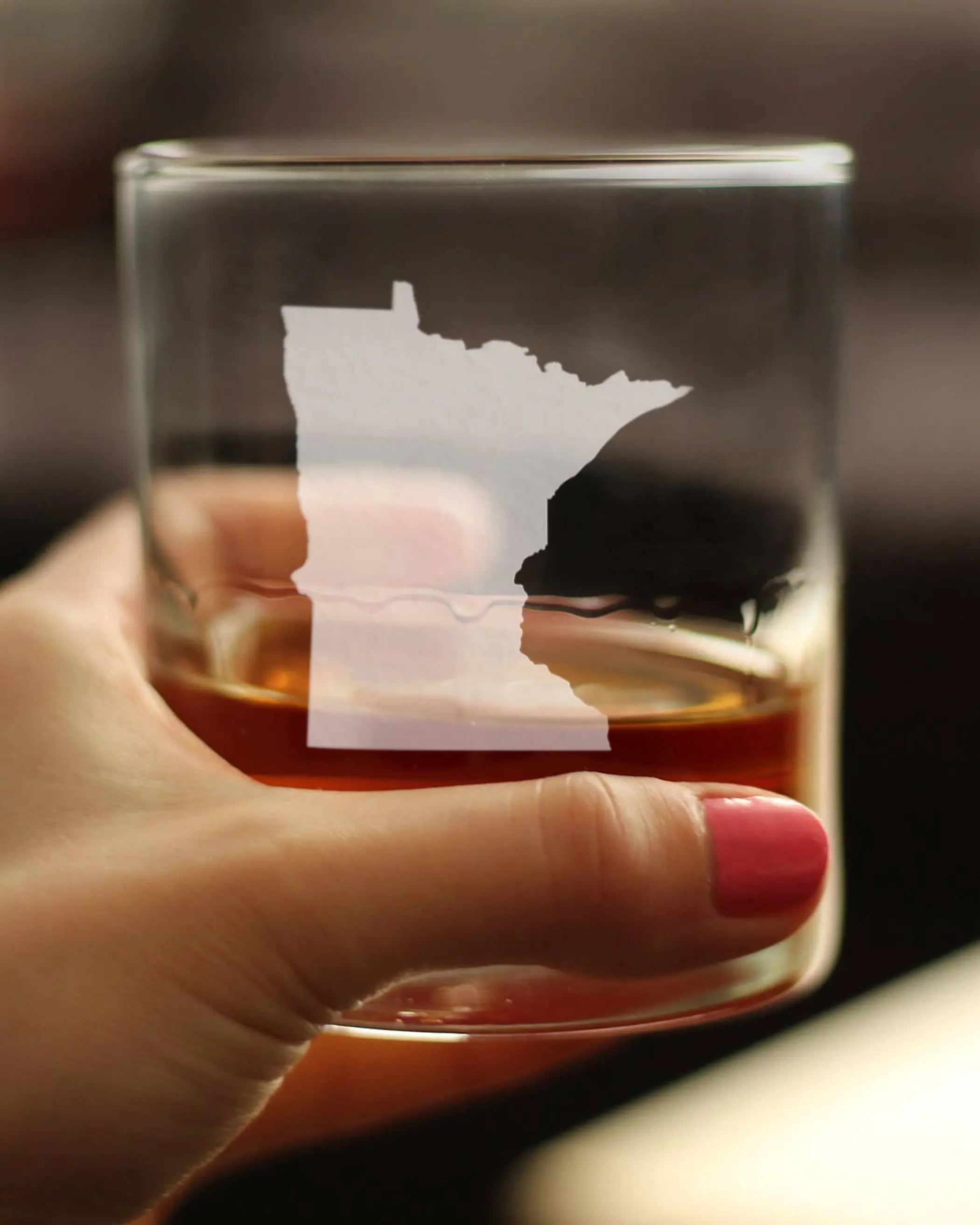 Minnesota Outline Whiskey Rocks Glass - Minnesotans Gifts Bevvee