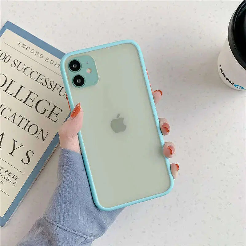 Mint-Hybrid-Simple-Matte-Bumper-Phone-Case-For-iPhone-12-11-11Pro-Max-XR-XS-Max-6S-8-7-Plus-Shockproof-Soft-Silicone-Clear-Cover-GreatEagleInc-334192984
