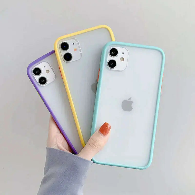 Mint-Hybrid-Simple-Matte-Bumper-Phone-Case-For-iPhone-12-11-11Pro-Max-XR-XS-Max-6S-8-7-Plus-Shockproof-Soft-Silicone-Clear-Cover-GreatEagleInc-334193099