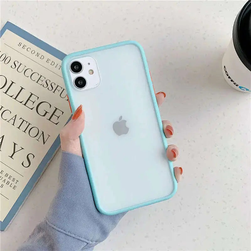 Mint-Hybrid-Simple-Matte-Bumper-Phone-Case-For-iPhone-12-11-11Pro-Max-XR-XS-Max-6S-8-7-Plus-Shockproof-Soft-Silicone-Clear-Cover-GreatEagleInc-334193329