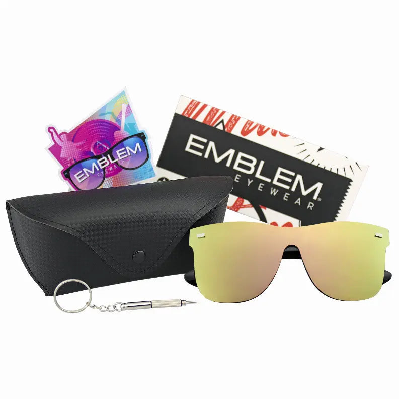 Mirrored Rimless Lens Reflective Retro Vintage Flat Sunglasses Case Sunglass Memphis
