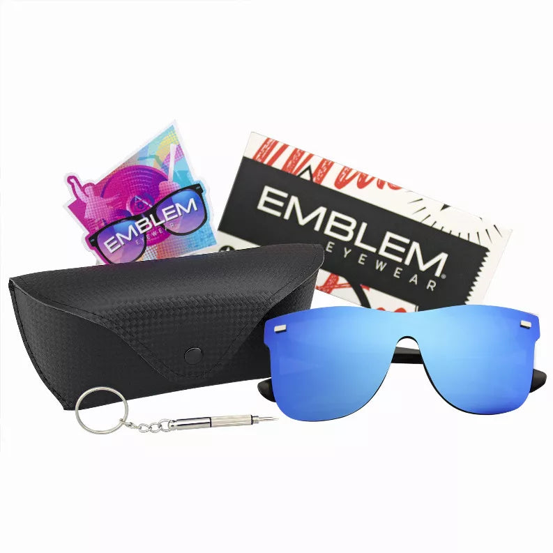 Mirrored Rimless Lens Reflective Retro Vintage Flat Sunglasses Case Sunglass Memphis