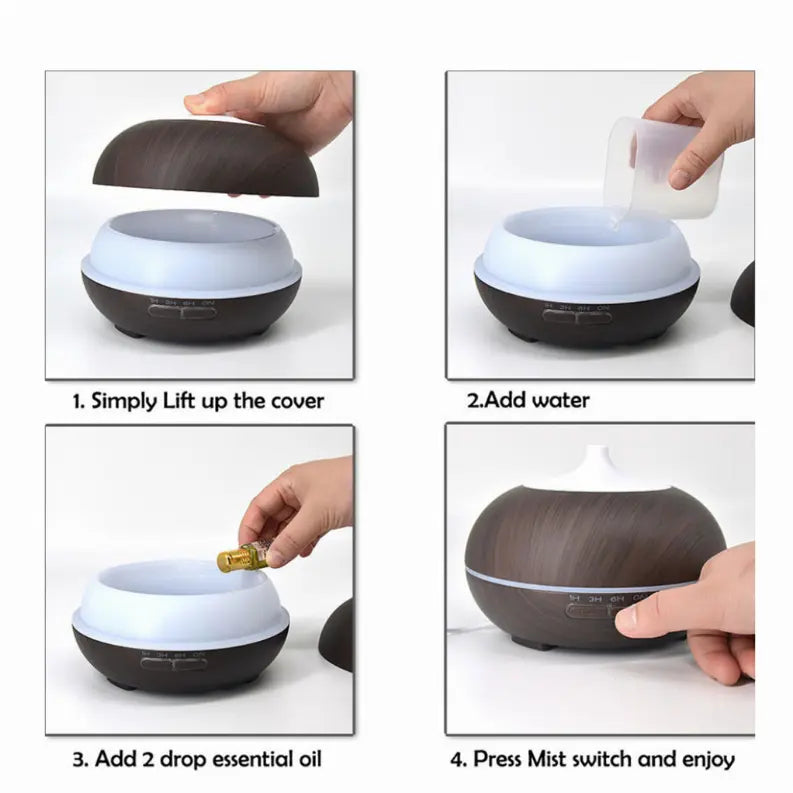 Mistyrious Essential Oil Humidifier Natural Oak Design With Easy Remote Vista Shops