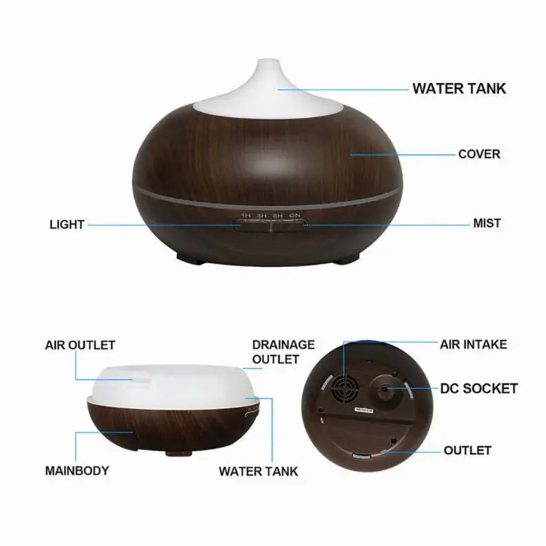 Mistyrious Essential Oil Humidifier Natural Oak Design With Easy Remote Vista Shops