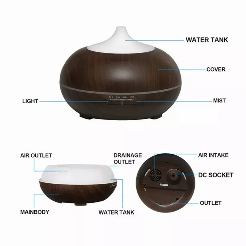 Mistyrious Essential Oil Humidifier Natural Oak Design With Easy Remote Vista Shops