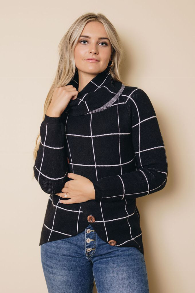 Mix It Up Plaid Turtleneck Stay Warm in Style