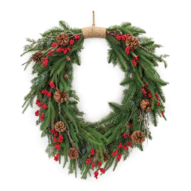 Mixed Pine Cone Berry Wreath Melrose International
