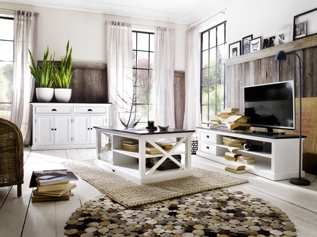 Modern Farmhouse Black And White Buffet Server Homeroots Kitchen & Dining