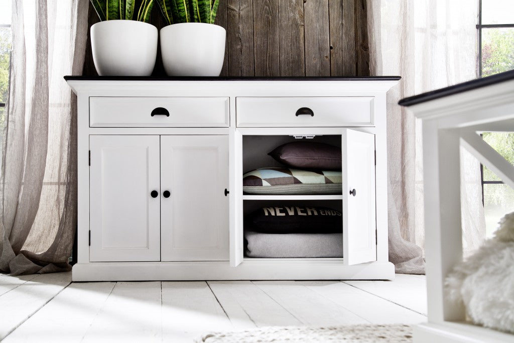 Modern Farmhouse Black And White Buffet Server Homeroots Kitchen & Dining