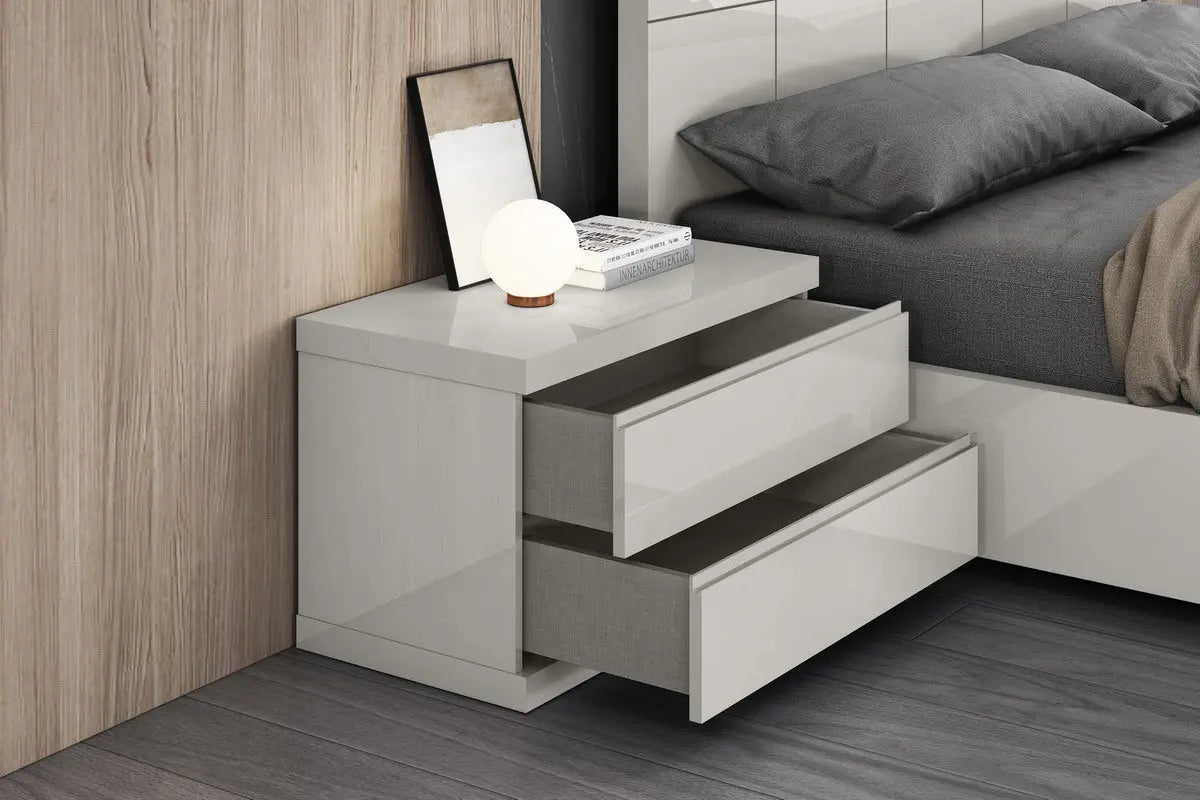 Modern Gray Woodgrain Finish 2 Drawer Nightstand Homeroots Bed & Bath
